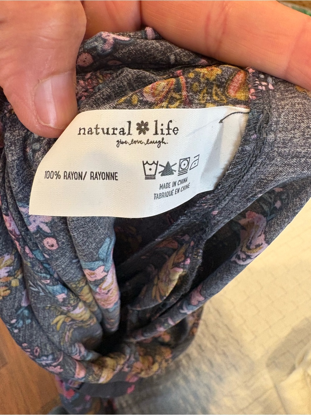 NATURAL LIFE Navy Floral Boho Maxi Jumpsuit with Pink & Mustard Accents - Picture 8 of 8